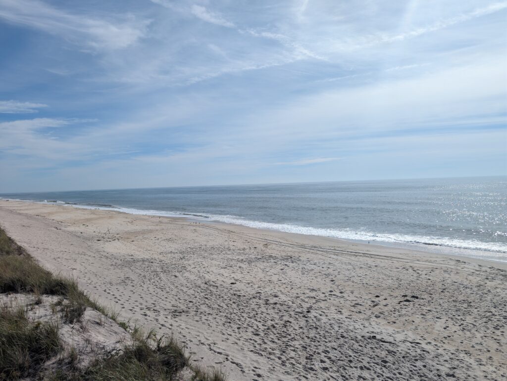 a sandy beach with waves crashing on it (MyCoast AI)